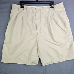 Turnbury Pique Mens Dress Shorts 38 Khaki Golf Grip Waist Pleated Front